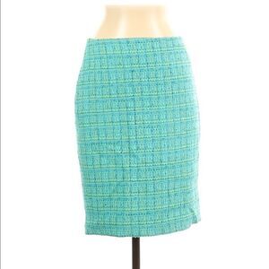 Vince Camuto Size 2 Tweed Pencil Skirt green blue teal w/ slit